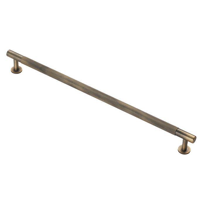 KNURLED CABINET PULL HANDLE 320MM C/C - ANTIQUE BRASS -