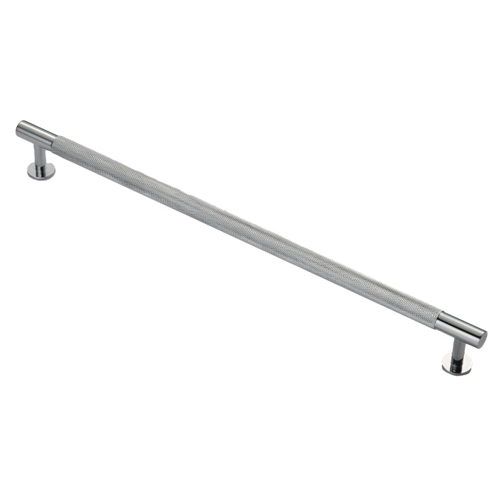 KNURLED CABINET PULL HANDLE 320MM C/C - POLISHED CHROME -