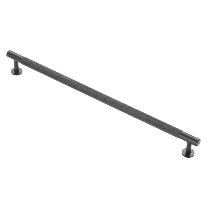 KNURLED CABINET PULL HANDLE 320MM C/C - MATT BLACK -