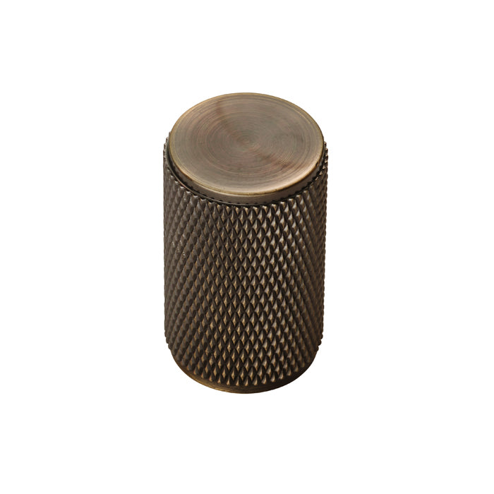 KNURLED CABINET KNOB - ANTIQUE BRASS -