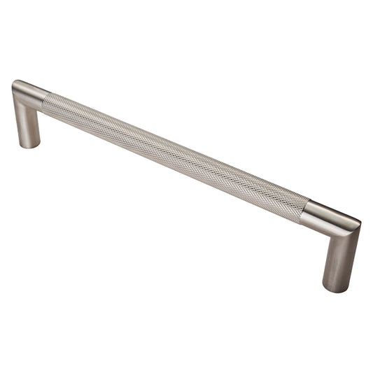 20MM DIA. CROWN KNURLED PULL HANDLE - 300MM C/C - BOLT THROUGH FIXING_x005F

 - SATIN STAINLESS STEEL -