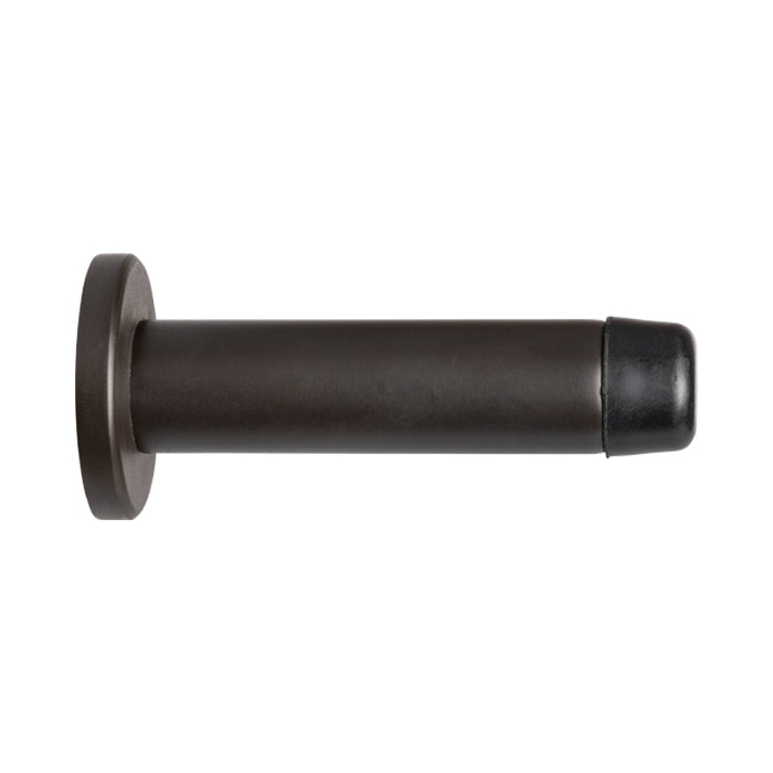 WALL MOUNTED CYLINDER DOORSTOP WITH ROSE - MATT BRONZE - 70MM