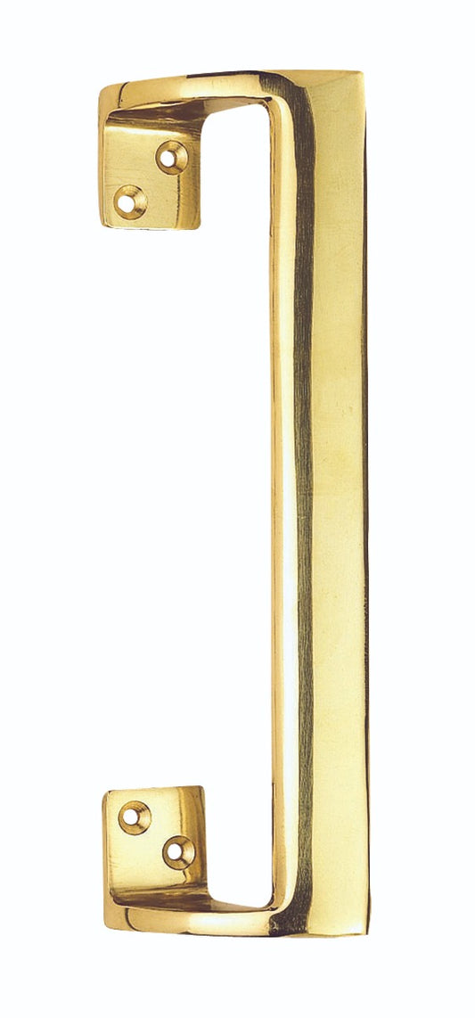 PULL HANDLE (OVAL GRIP CRANKED) - POLISHED BRASS - 229MM