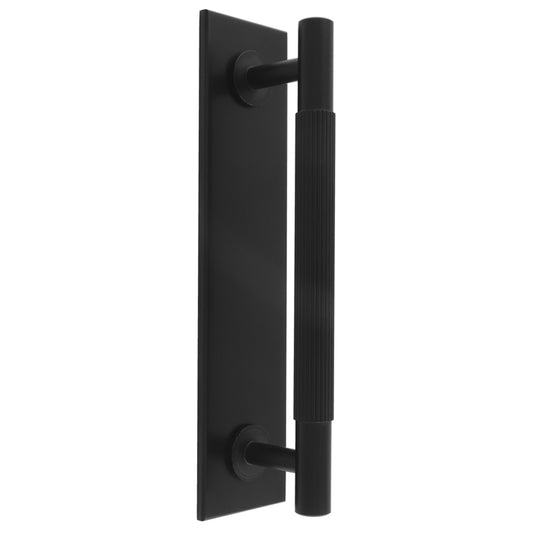 LINES PULL HANDLE ON BACKPLATE (160MM C/C) - MATT BLACK -