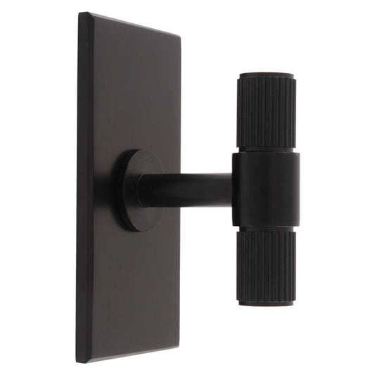 LINES T-BAR KNOB ON RECTANGULAR BACKPLATE - MATT BLACK -