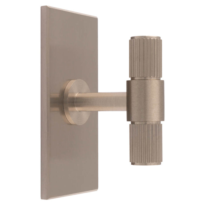 LINES T-BAR KNOB ON RECTANGULAR BACKPLATE - SATIN NICKEL -