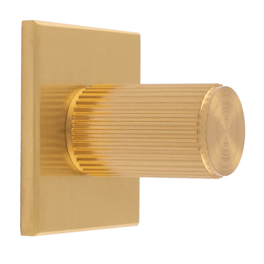 LINES KNOB ON SQUARE BACKPLATE - SATIN BRASS -