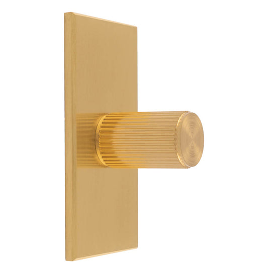 LINES KNOB ON RECTANGULAR BACKPLATE - SATIN BRASS -