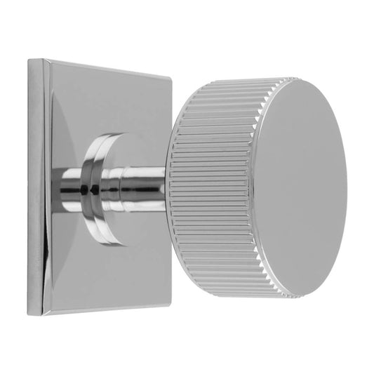 LINES RADIO KNOB ON SQUARE BACKPLATE - POLISHED CHROME -