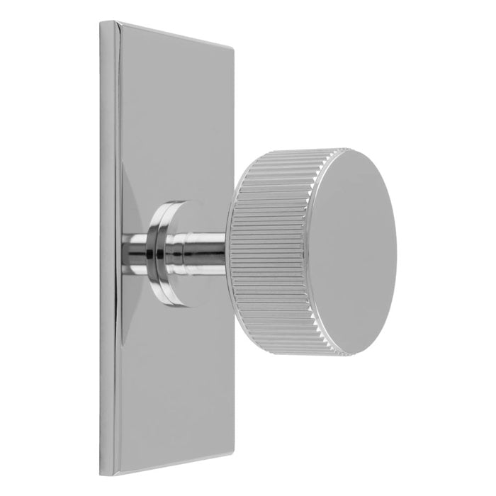 LINES RADIO KNOB ON RECTANGULAR BACKPLATE - POLISHED CHROME -