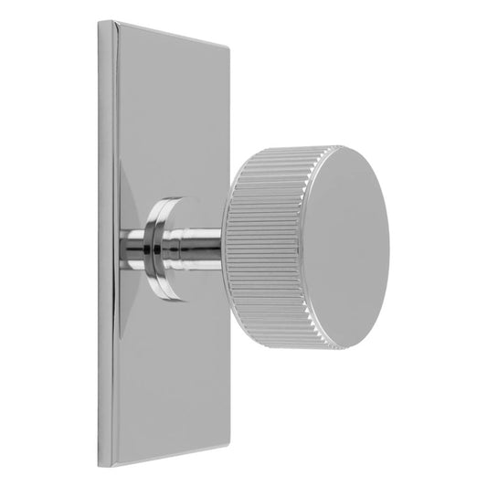 LINES RADIO KNOB ON RECTANGULAR BACKPLATE - POLISHED CHROME -