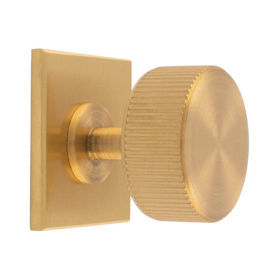 LINES RADIO KNOB ON SQUARE BACKPLATE - SATIN BRASS -