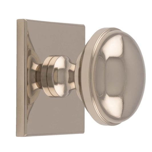 WARWICK KNOB ON SQUARE BACKPLATE - POLISHED NICKEL -