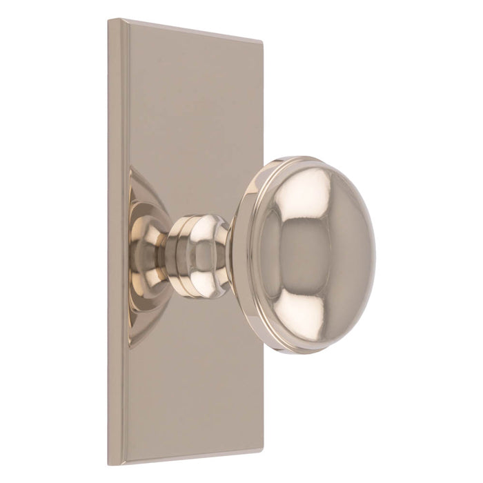 WARWICK KNOB ON RECTANGULAR BACKPLATE - POLISHED NICKEL -