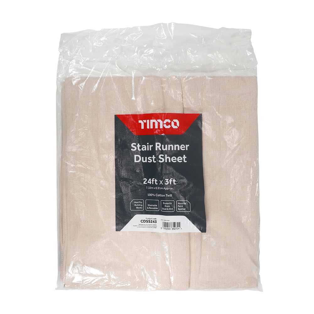 TIMCO Cotton Twill Stair Runner Dust Sheet  - 24ft x 3ft