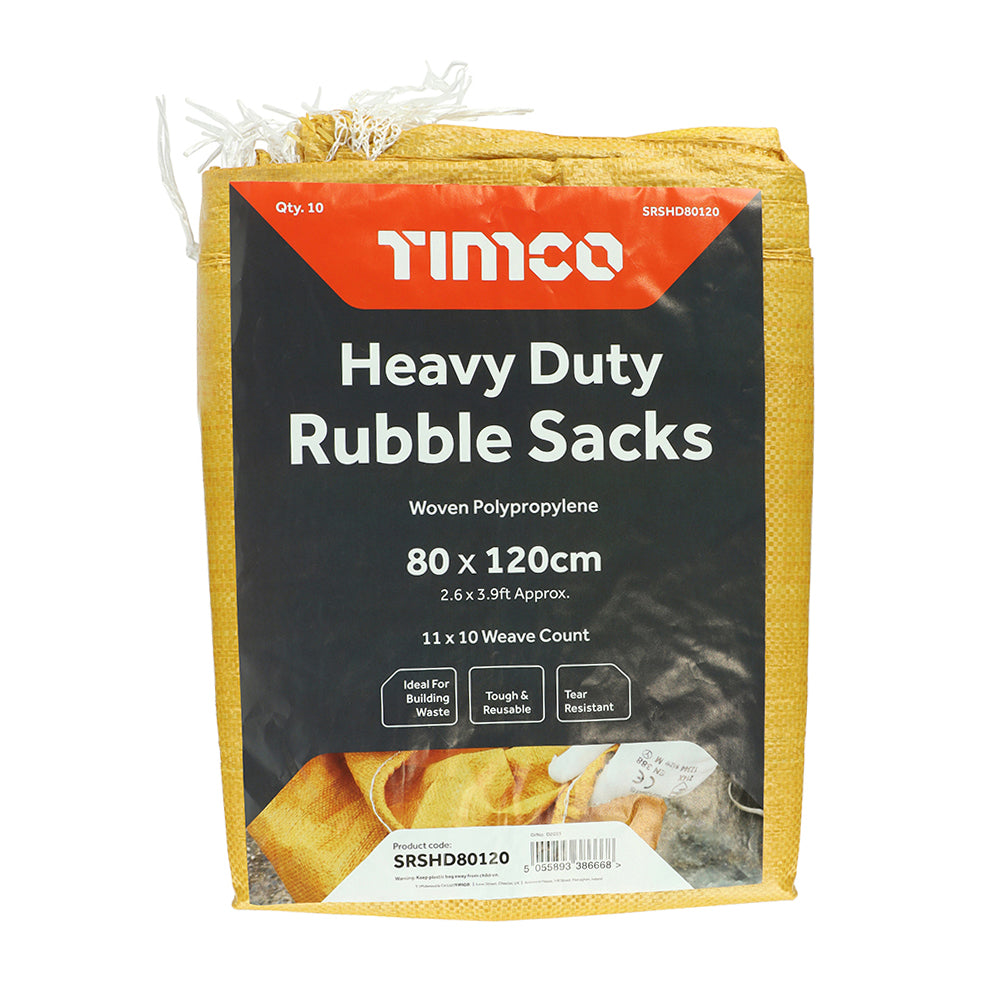 10 x TIMCO Heavy Duty Rubble Sacks - 80 x 120cm