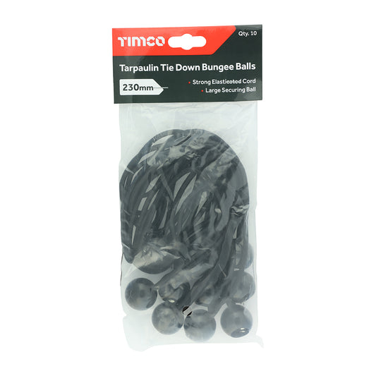 10 x TIMCO Tarpaulin Bungee Cord Ball Elasticated Tarp Rope Ties Down Cord Bungees for banner, tarpaulins, pavilions, tents, tent bungee hooks, tarpaulin holder, and Flag Poles.