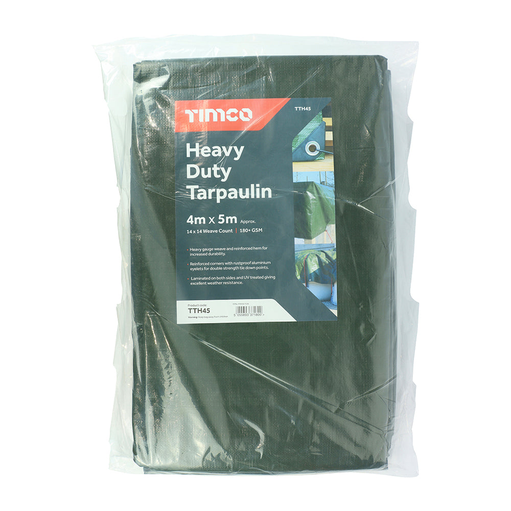 TIMCO Heavy Duty Tarpaulin Green - 4 x 5m