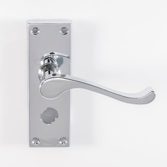 VICTORIAN SCROLL LEVER ON BACKPLATE - PRIVACY (CONTRACT RANGE) - POLISHED CHROME - 120MMX40MM