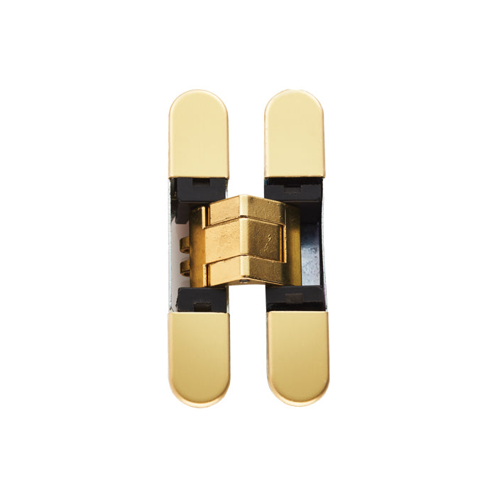 929 STARS 3D CONCEALED HINGE 76 X 14MM BRASS PLATED - SCREWS NOT SUPPLIED - BRASS PLATED - 76 x 14mm