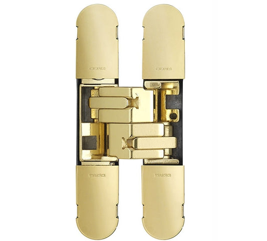 1129 STARS 3D CONCEALED HINGE 100 X 22MM BRASS PLATED - SCREWS NOT SUPPLIED - BRASS PLATED - 100 x 22 mm