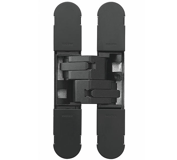 1130 STARS 3D CONCEALED HINGE 134 X 24MM MATT BLACK VARNISHED - SCREWS NOT SUPPLIED - MATT BLACK VARNISHED - 134 x 24 mm