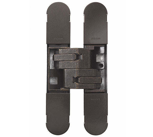 1230 STARS 3D CONCEALED HINGE 130 X 30MM BRONZE - SCREWS NOT SUPPLIED - BRASS BRONZED - 130 x 30 mm