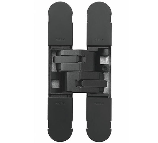 1230 STARS 3D CONCEALED HINGE 130 X 30MM MATT BLACK VARNISHED - SCREWS NOT SUPPLIED - MATT BLACK VARNISHED - 130 x 30 mm