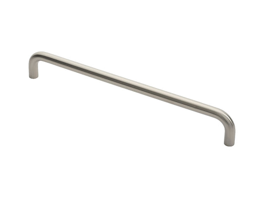 19MM DIA. D PULL HANDLE - 425MM C/C - BOLT THROUGH FIXING_x005F

 - SATIN STAINLESS STEEL -