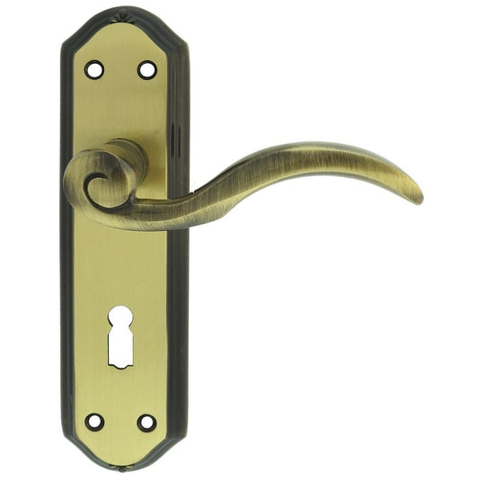 WENTWORTH LEVER ON BACKPLATE - LOCK 57MM C/C - FLORENTINE BRONZE - 180MM X 48MM