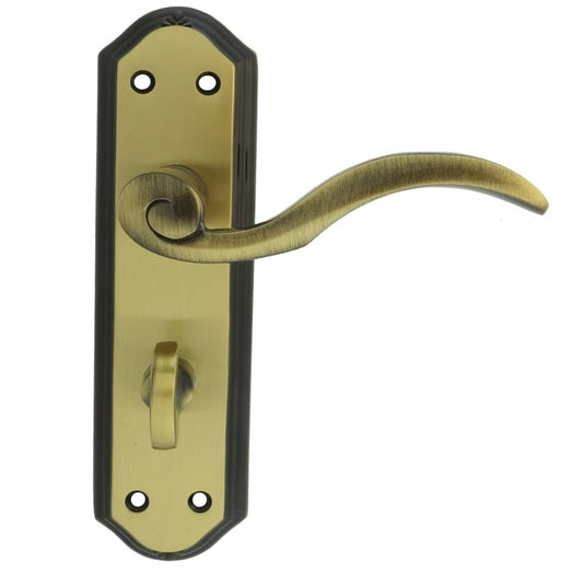 WENTWORTH LEVER ON BACKPLATE - BATHROOM 57MM C/C - FLORENTINE BRONZE - 180MM X 48MM