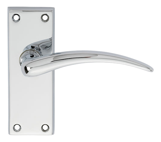 WING LEVER ON BACKPLATE - LATCH - POLISHED CHROME -