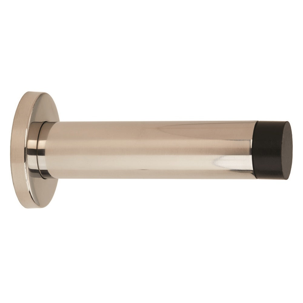 102 X 22MM - WALL MOUNTED DOORSTOP ON ROSE - CONCEALED FIX - BRIGHT STAINLESS STEEL - 102mm