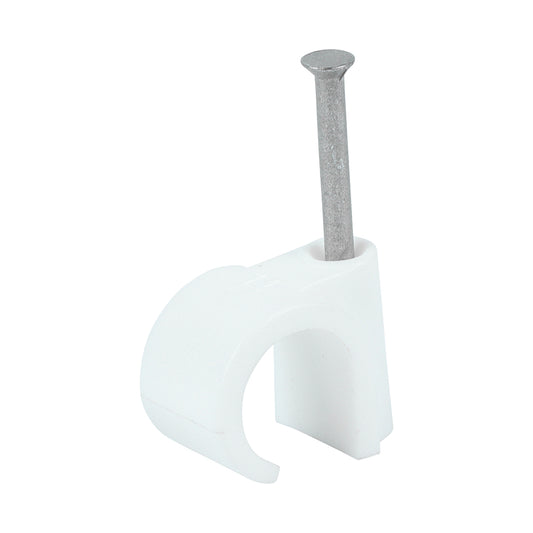 100 x TIMCO Round Cable Clips White - To fit 14.0mm