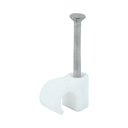 100 x TIMCO Round Cable Clips White - To fit 6.0mm