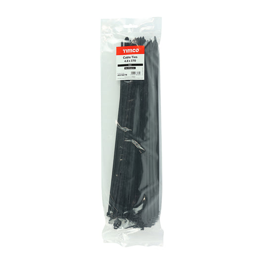 100 x TIMCO Cable Ties Black - 4.8 x 370