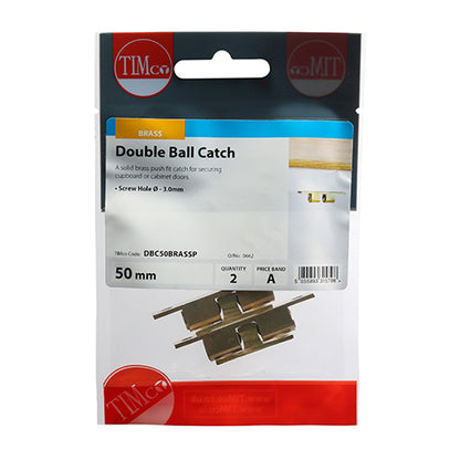 Pair of - TIMCO Double Ball Catches Electro Brass - 50mm