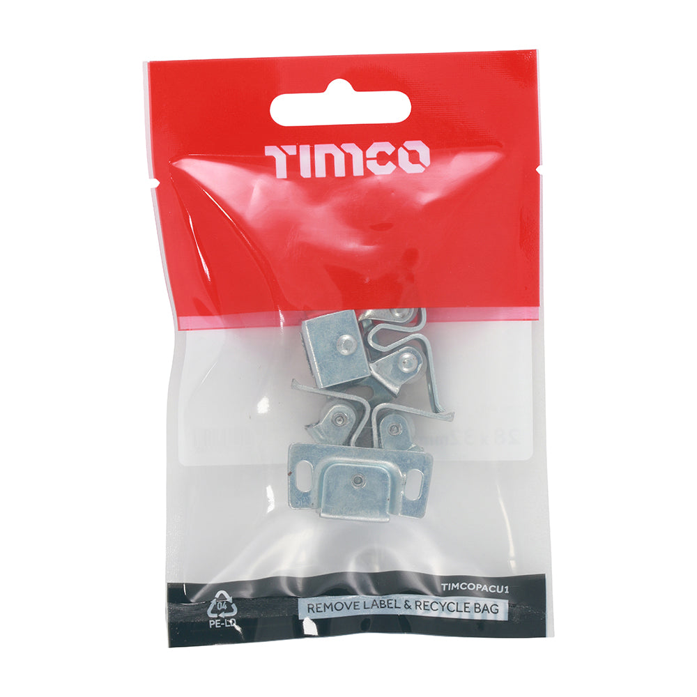 Pair of - TIMCO Double Roller Catches Zinc - 28 x 32 x 1