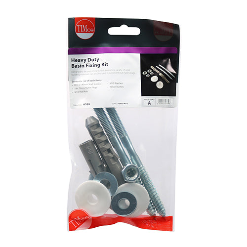 Pair of - TIMCO Basin Fixing Kit Heavy Duty - Heavy Duty Kit