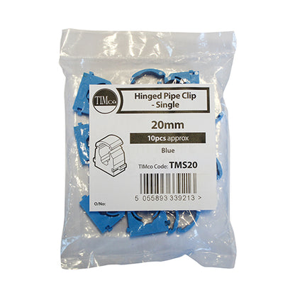 10 x MDPE Pipe Clips Blue - 20mm