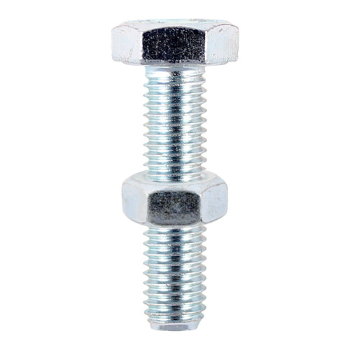 Pair of - TIMCO Set Screws DIN933 Grade 8.8 & Hex Nut DIN934 Silver - M8 x 100