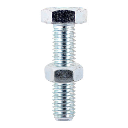 20 x TIMCO Set Screws DIN933 Grade 8.8 & Hex Nut DIN934 Silver - M12 x 40