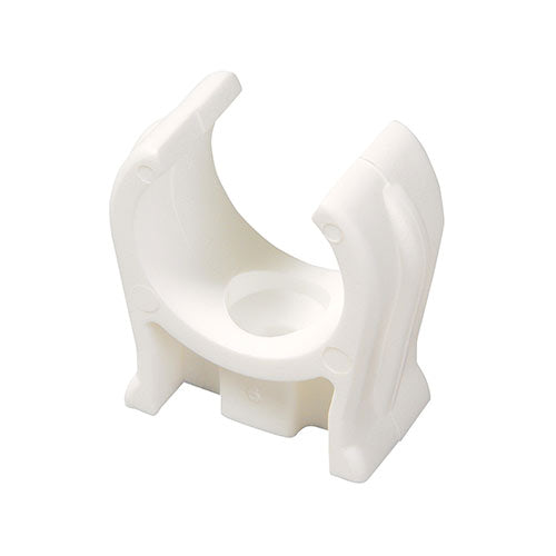 50 x Single Snap-In Open Pipe Clips White  - 28mm