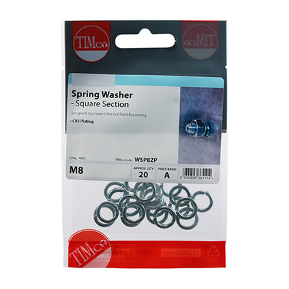 20 x TIMCO Spring Washers DIM7980 Silver - M8