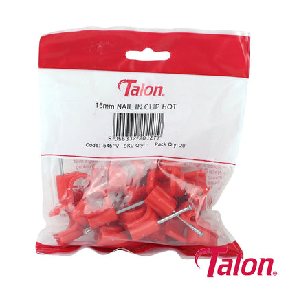 20 x Talon Nail In Pipe Clips Red - 15mm