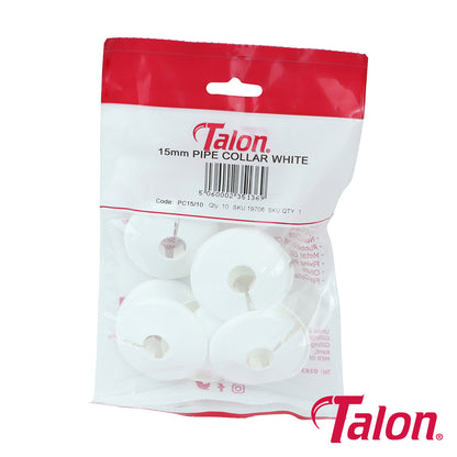 10 x Talon Pipe Collar White - 15mm