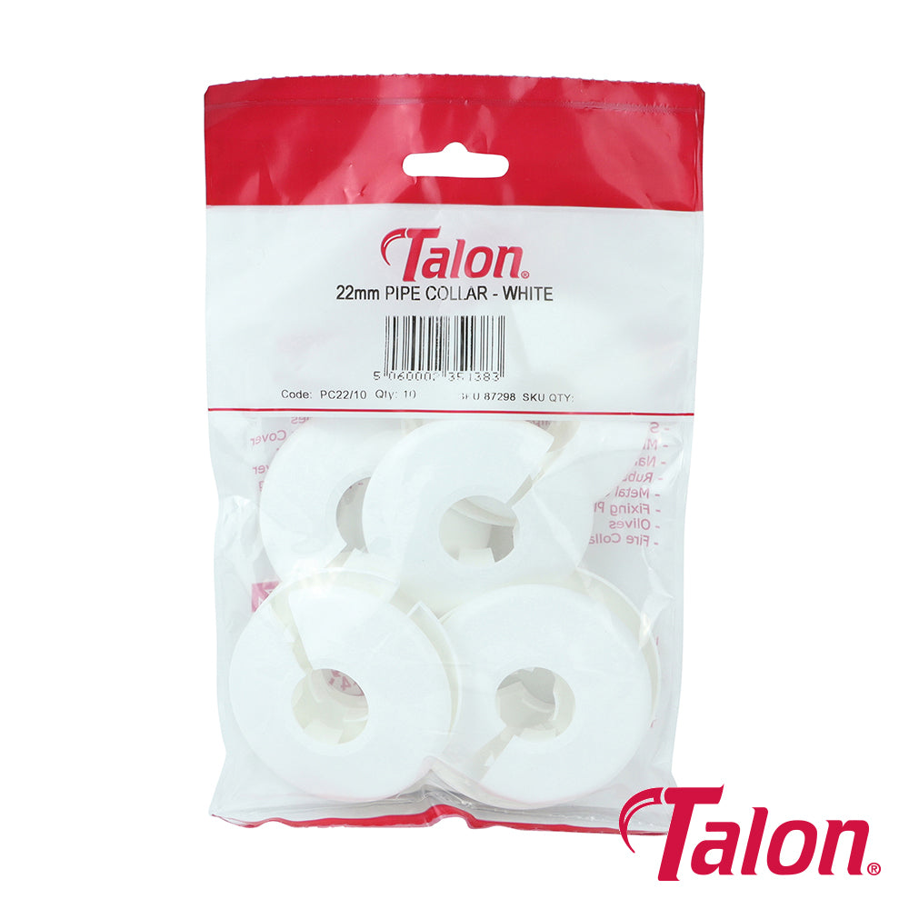 10 x Talon Pipe Collar White - 22mm