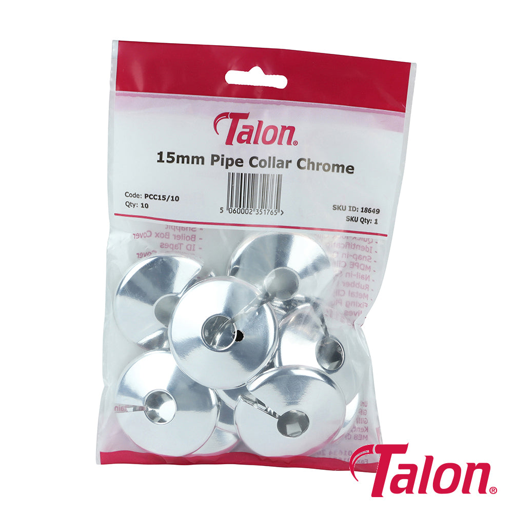 10 x Talon Pipe Collar Chrome - 15mm