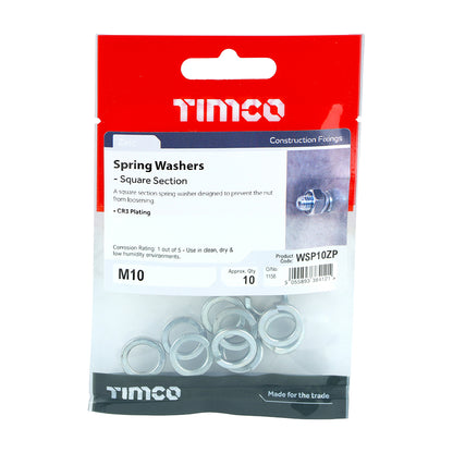 10 x TIMCO Spring Washers DIM7980 Silver - M10