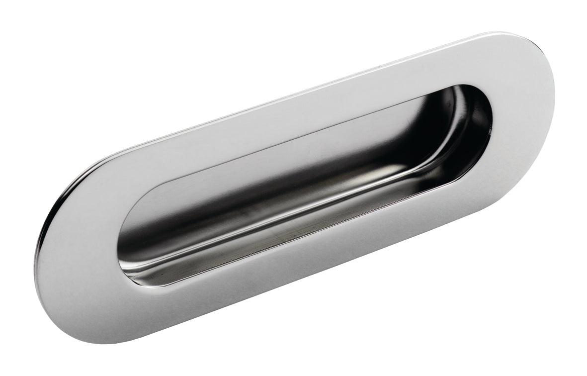 120 X 40MM - FLUSH PULL - OVAL_x005F

 - BRIGHT STAINLESS STEEL -